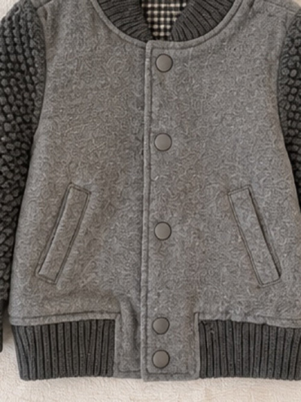 Gucci Baby Gray Wool Knit Sleeve Varsity Jacket 18/24M Made Italy - Picture 2 of 6